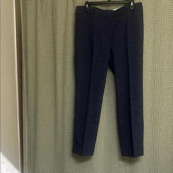 Ann Taylor Straight Leg Pants in Blue Crosshatch - Picture 2 of 7